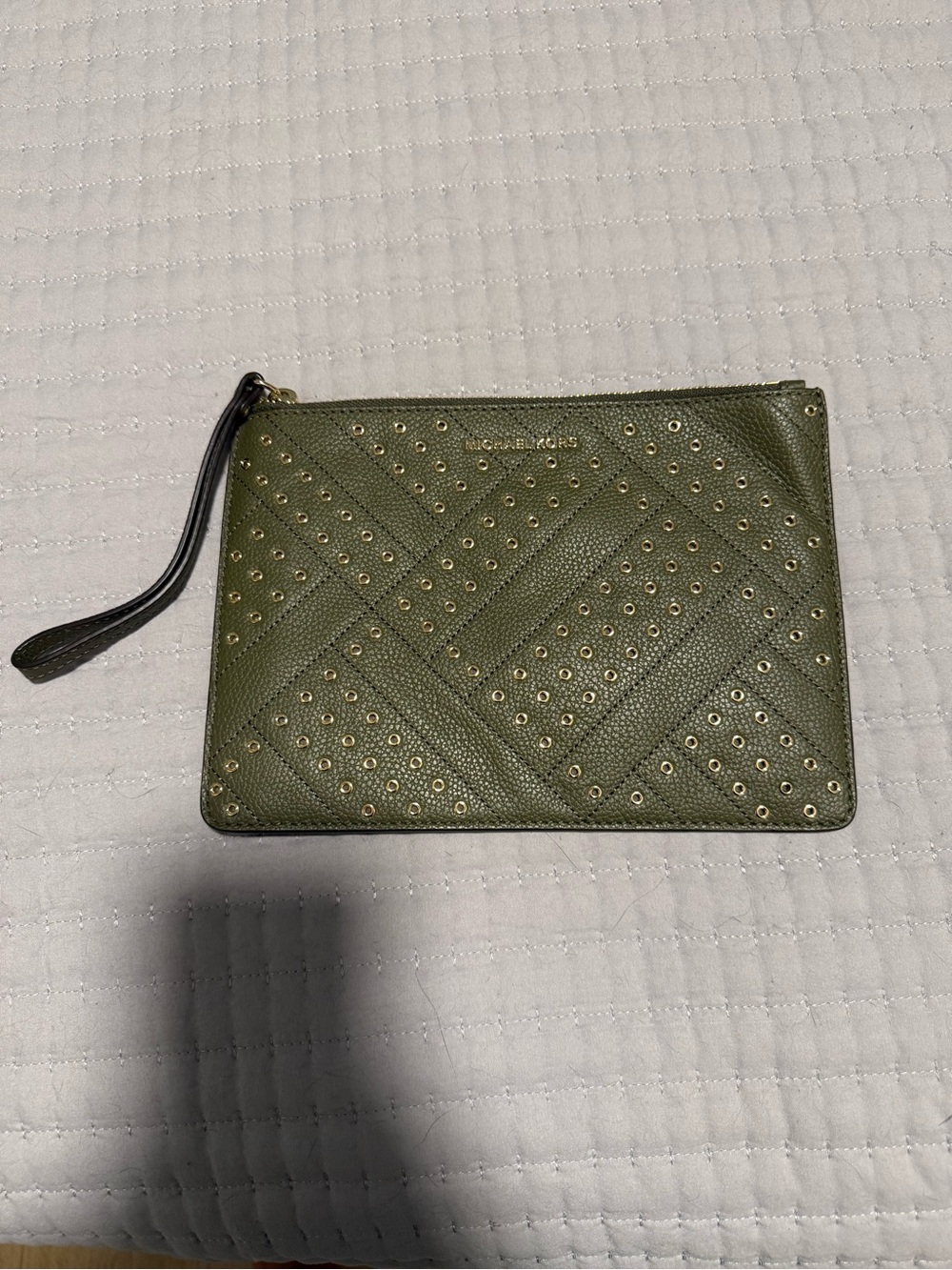 Michael Kors Black Leather Logo Patch with Gold Lettering